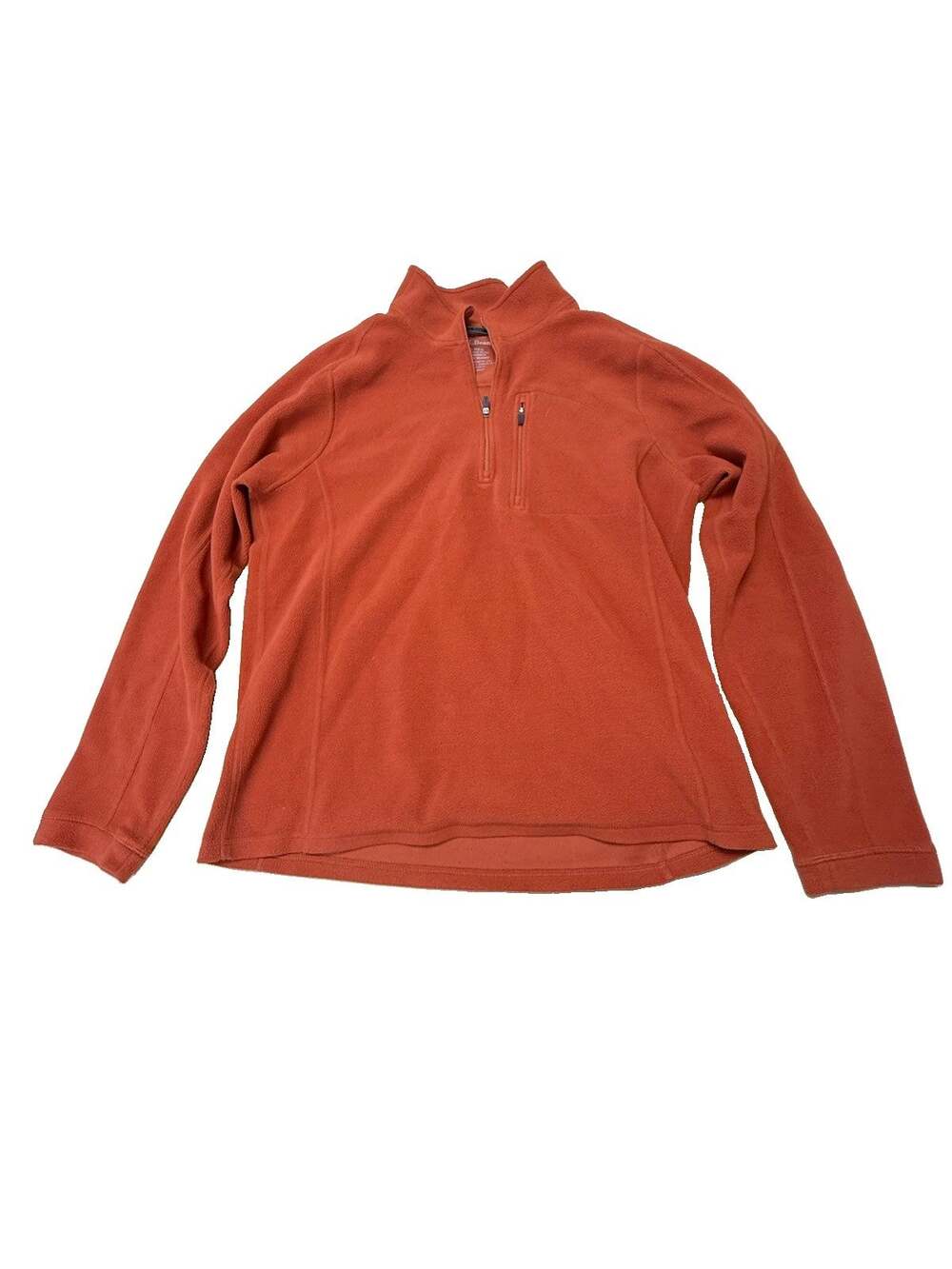 L.L.Bean Men’s Medium Orange Fleece Quarter Zip Pullover Chest Pocket Outdoor